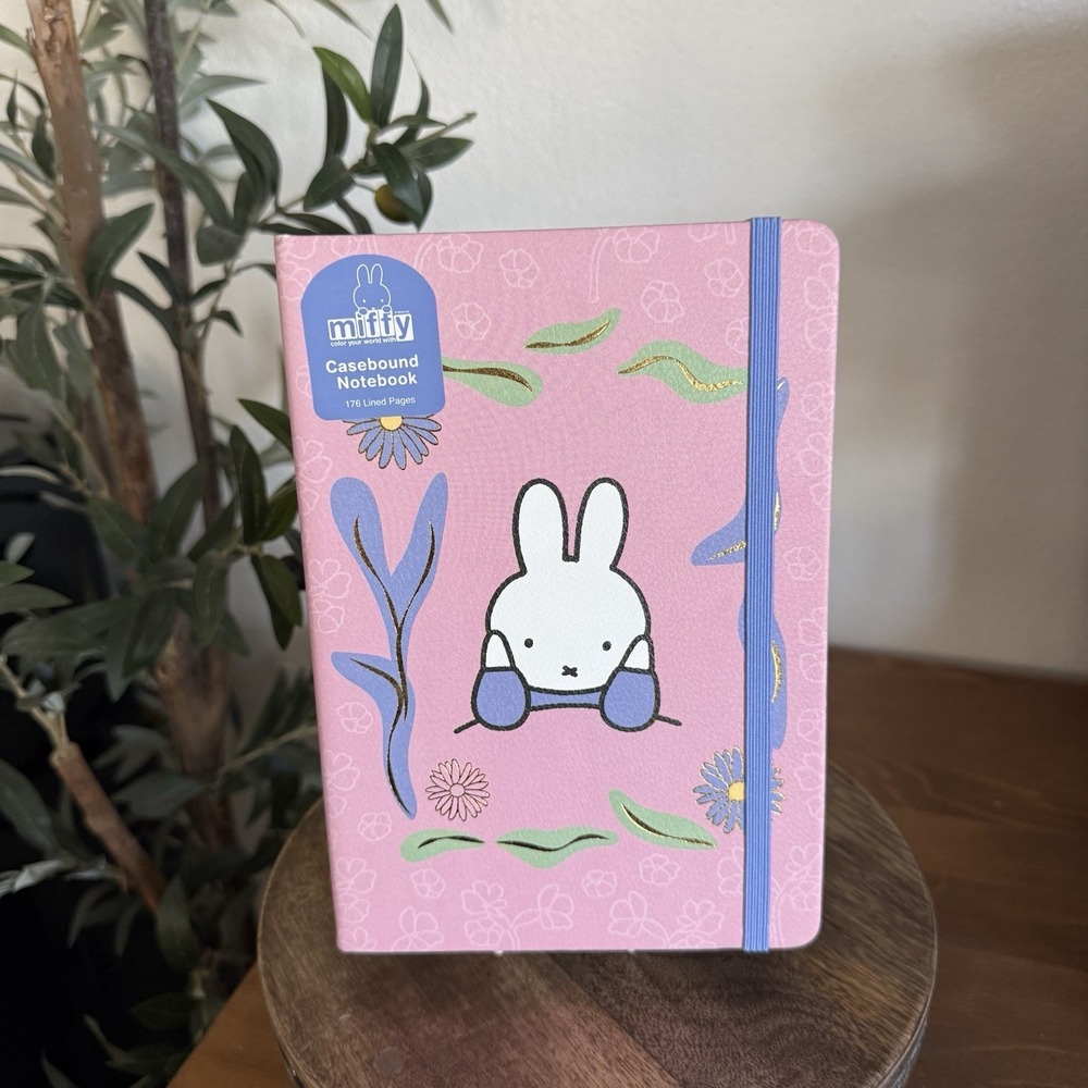 MIFFY Flowers Pink Casebound Notebook 176 Lined Pages Hardcover Journal Elastic